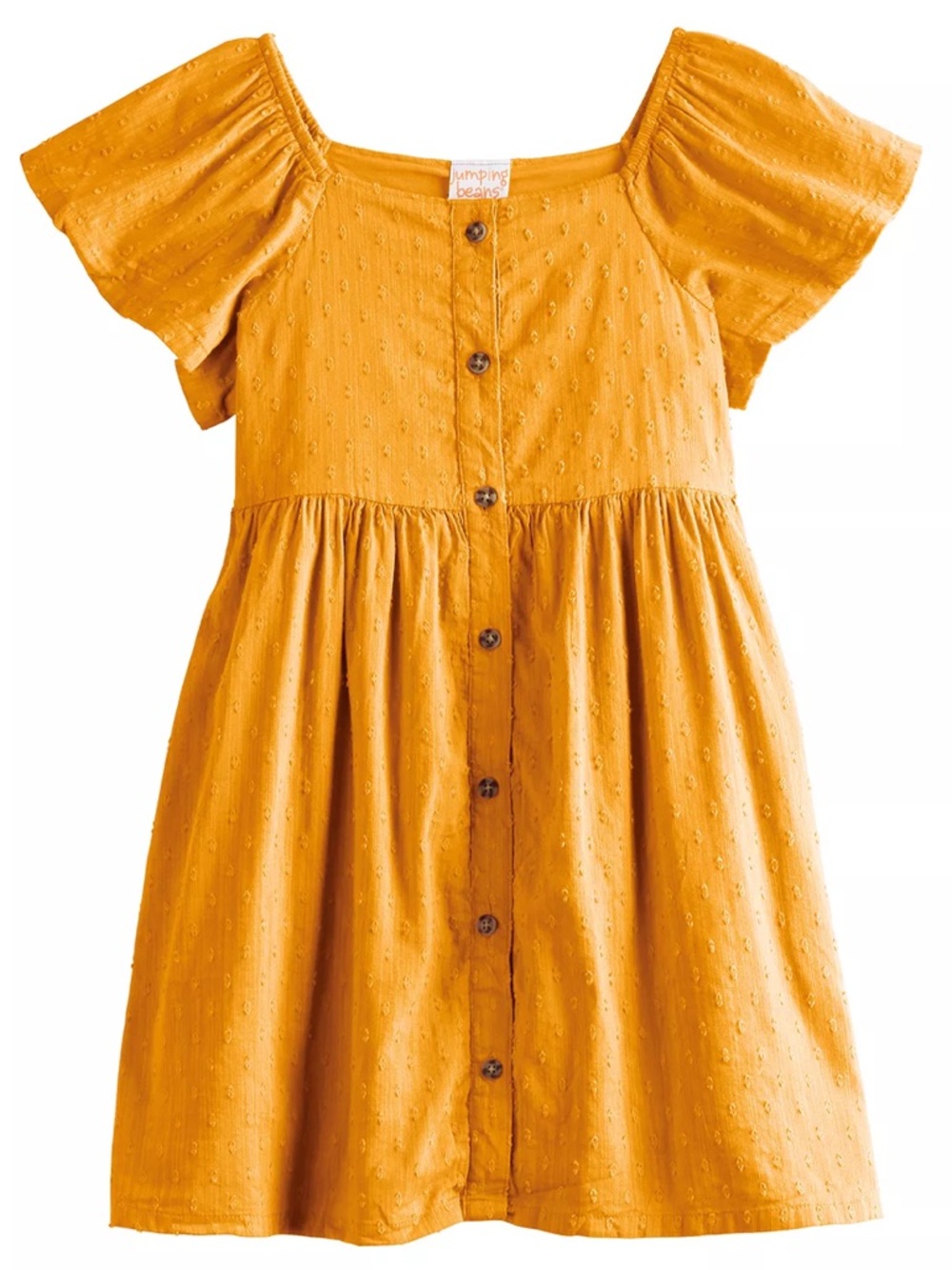 jumping beans Mustard Yellow Button-Front Square Neck Dress